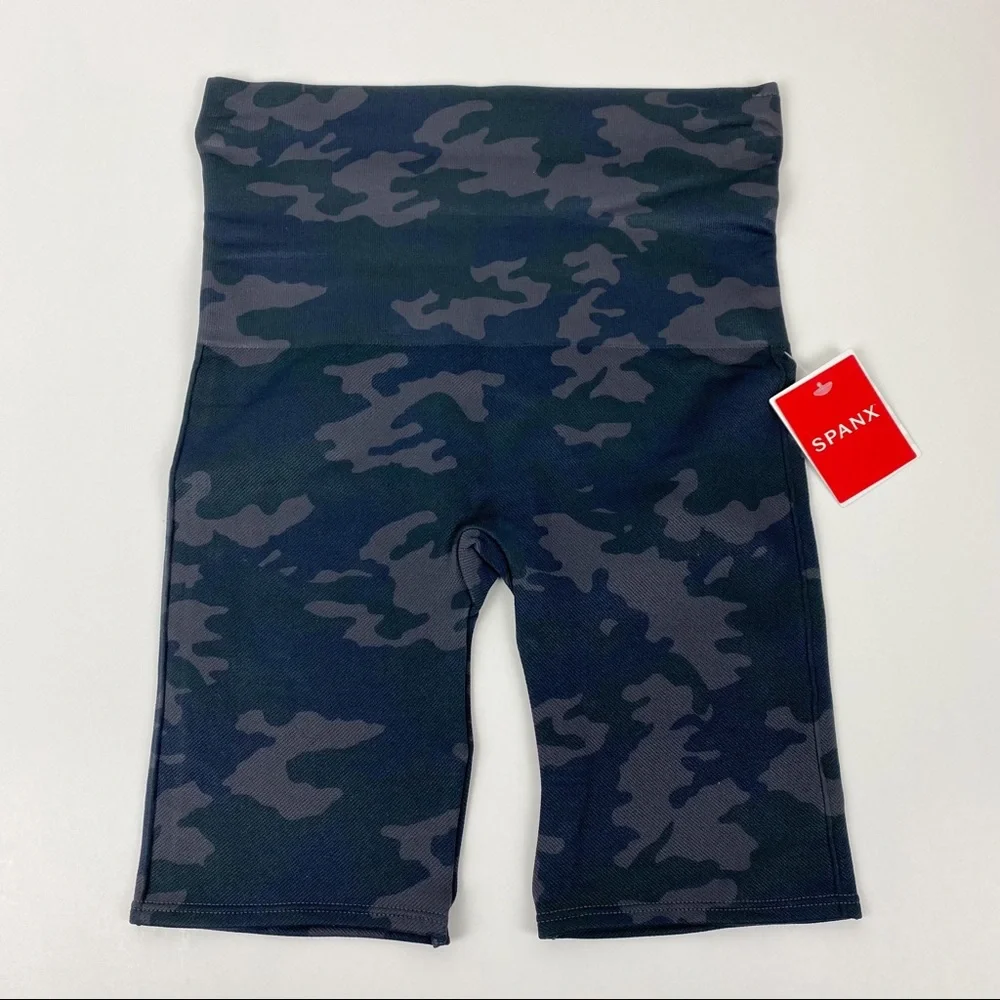 NWT Spanx Grey Black Camo High Waisted Biker Shorts Shape Wear M - Picture 6 of 6